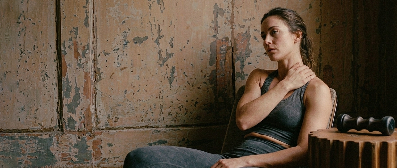 Woman resting with body tension